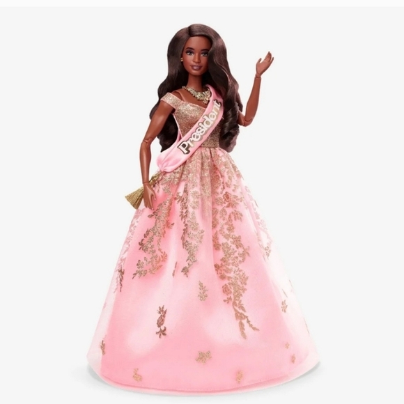 NRFB Mattel, Barbie The Movie President Shimmery Pink Gold Dress Sash, NIB, NWT - Picture 3 of 12